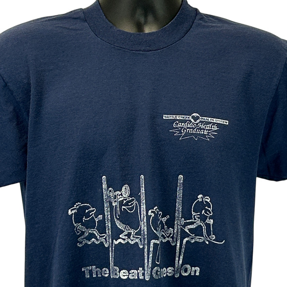 Vintage Battle Creek Health System T Shirt Mens Medium Cardiac Graduate 90s Blue - Picture 1 of 7